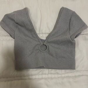Gray Ribbed Women's Top